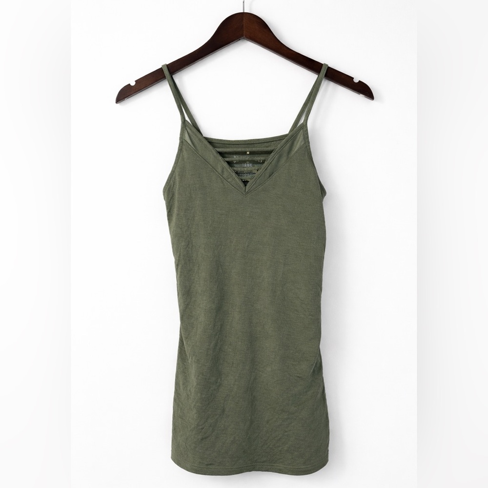 American Eagle Olive Green V-Neck Cami Tank Top Strappy Back Layering Top XS
